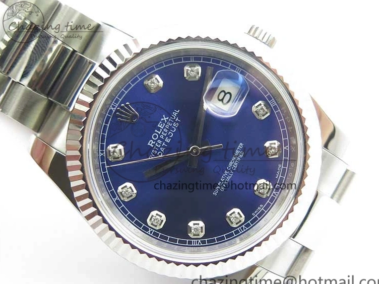 MiroTime 0125 Sporty DateJust 126334 SS Noob 1:1 904L Best Edition Blue Dial Diamond on Oyster Bracelet A 3164